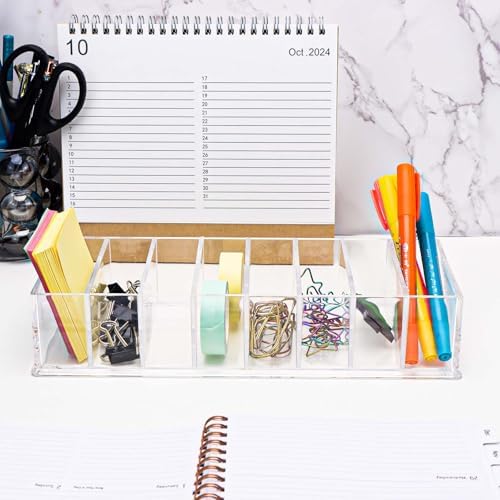 NatSumeBasics Clear Drawer Organizer 8-Section Desk Compartment