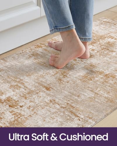 DEXI Kitchen Floor Mats Cushioned Anti Fatigue Runner, 23x86 Light Brown