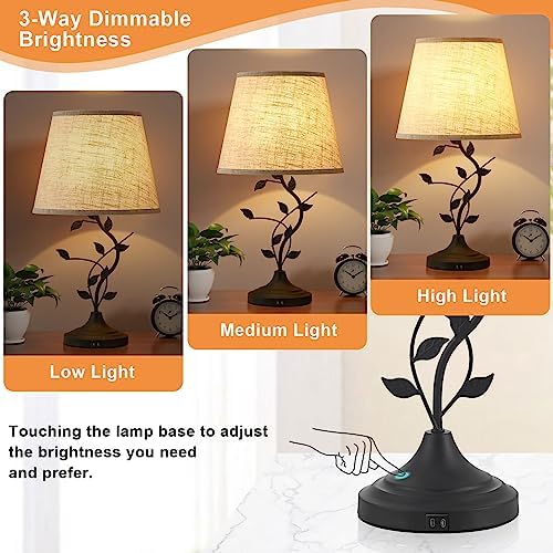 Kakanuo Touch Lamps for Nightstand, Bedside Lamp for Bedroom, Rustic Lamp