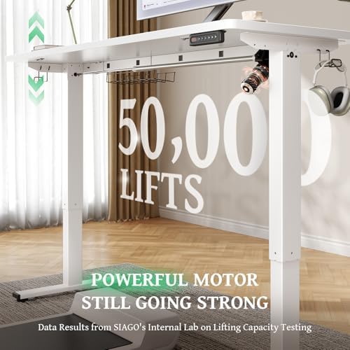 SIAGO 48 x 24 Inch Electric Standing Desk, 0.8 Inch Thick Tabletop