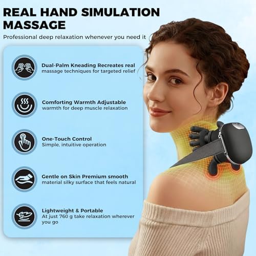 Shoulder & Neck Massager with Heat, 4D Bionic Kneading Deep Tissue Massage