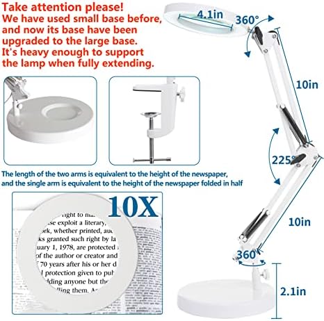 HITTI 10X Magnifying Glass with Light, 1,800 Lumens Stepless Dimmable