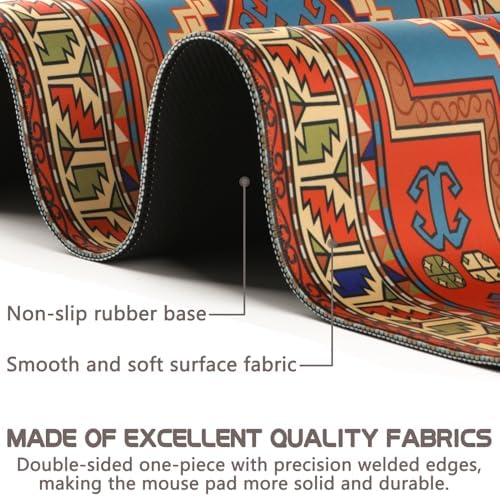 Persian Rug Mouse Pad - Desk Mat for Keyboard and Mouse - Large Mouse Pads for Desk, Gaming Mousepad with Non-Slip Base, Retro Desk Mat (31.5" X 11.8") Rug - Orange Shell