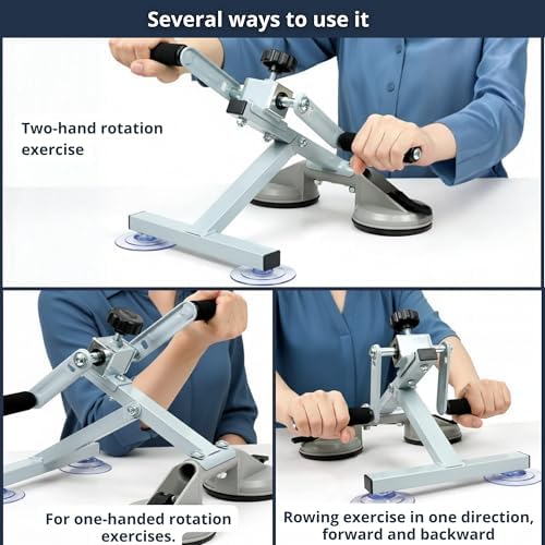 Arm Bike for Physical Therapy Table Top Hand Cycle Pedal Exerciser for Seniors Upper Body with 4 Suction Cups Includes Pack of 2 Comfortable Gloves for Safe Rehabilitation