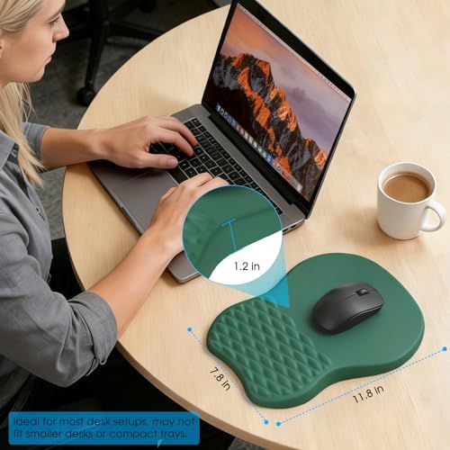 MROCO Ergonomic Mouse Pad with Wrist Support, 11.8 x 7.8 in, Forest Green