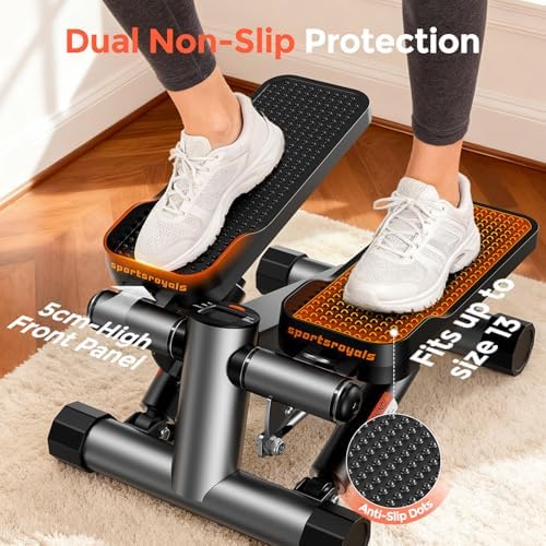 SPORTSROYALS Stair Stepper,Twist/Mini Stepper for Exercise at Home,Step Machine with Resistance Bands for Full Body Workout, 350lbs+ Capacity
