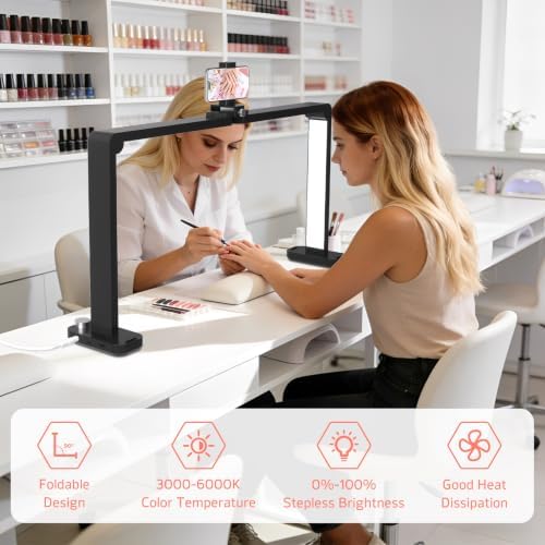 Half Moon Light for Nail Desk, Large Nail Lamp for Desk, Black