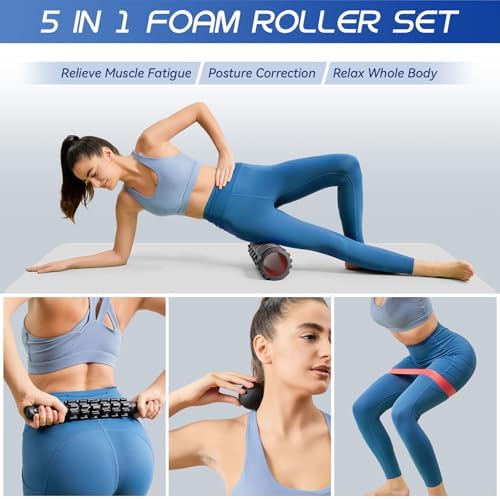Krightlink 5-in-1 18" Foam Roller Set for Deep Muscle Massage Release