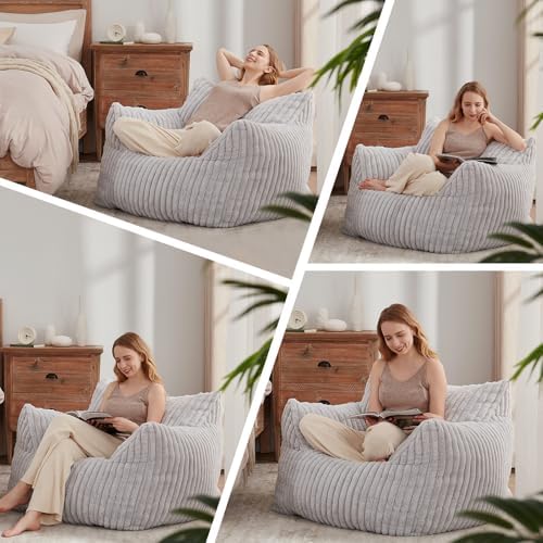 Achicsofar Bean Bag Chair for Adults Teens, Giant Faux Fur Beanbag Armchair