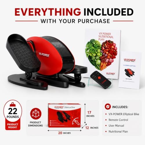 VX-Power Under Desk Elliptical Machine – Motorized Seated Leg Exerciser with 5-Speed Control, Silent Motor, Auto Shut-Off Safety Timer, Compact & Portable for Home, Office & Seniors
