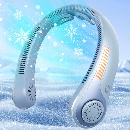 Portable Neck Fan - Rechargeable Personal Fan with Neck Support, 5000mAh, 5-Speed Quiet, Lightweight Long Lasting Bladeless Fan, Wearable Cooling Fan for Hot Flashes, Travel, Gifts for Men Women