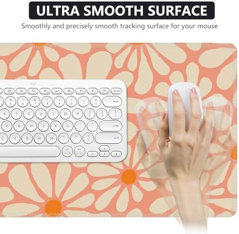 iCasso Desk Mat,Desk Matt for Desktop,Cute Desk Pad Mat, Orange Floral