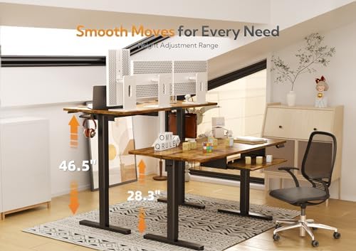 Claiks Standing Desk 48 Inch with Keyboard Tray Rustic Brown