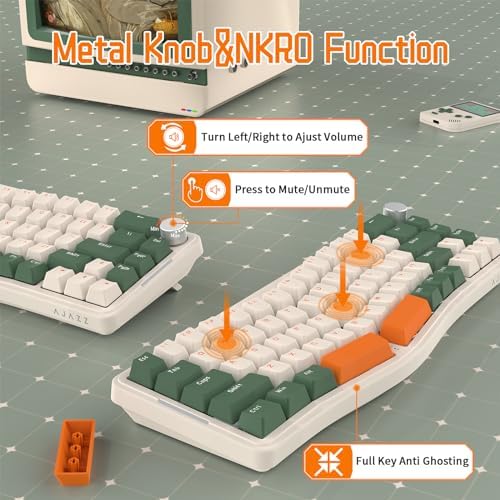 ATTACK SHARK AKS068 Wired Mechanical Gaming Keyboard 65% Alice Layout-Green