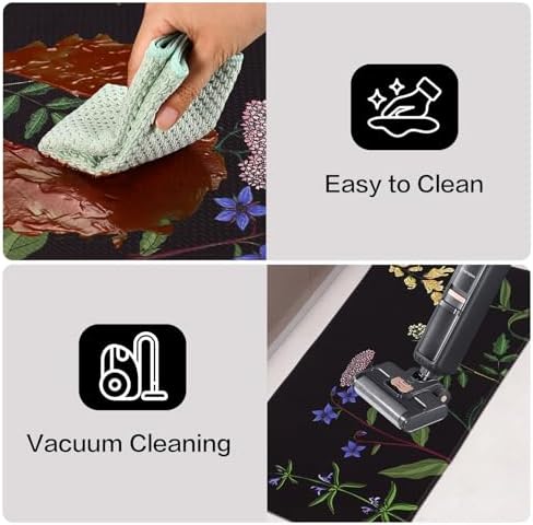 Mirok Washable Anti Fatigue Mat for Cushioned Floor Mats,Colorful Floral Non-Skid Ergonomic Comfort Foam Rugs,Non Slip Kitchen Rug(Multi Flower,17"x29")