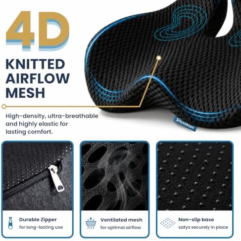 Car Seat Cushion for Driving, Coccyx Cushion for Car (Breathable 4D Cover)