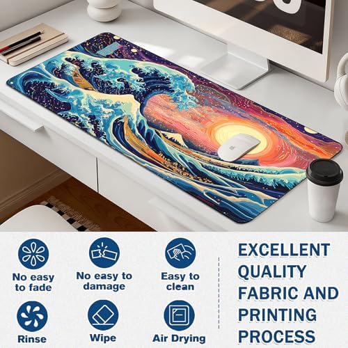 Mouse Pad Gaming - Desk Mat for Keyboard and Mouse - Large Mouse Pad for Desk, Mousepad (35.4" X 15.7") with Non-Slip Base, Desks Pad Mat Office and Home
