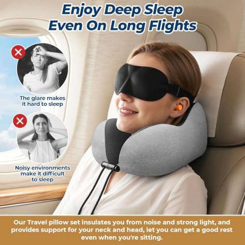ExploreBliss Travel Pillow, Neck Pillow Airplane, Light Grey