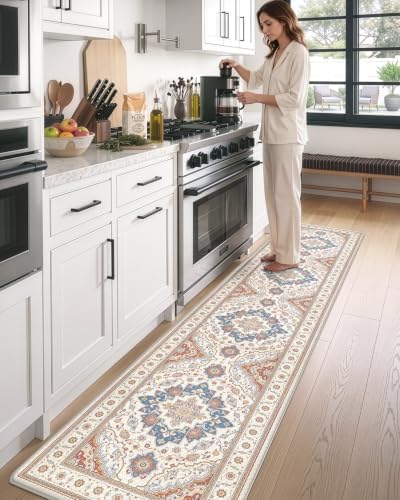 DEXI Kitchen Floor Mats Cushioned Anti Fatigue Runner Rug, 24x107 Beige