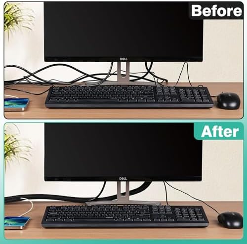 UOMTFAI Dog and Cat Cord Protector 25ft - 3/8inch, Flexible Cable Sleeve for Easy Cord Management, Protects Cables from Pets Chewing, Ideal for USB, Power, Audio and Video Cords - Black