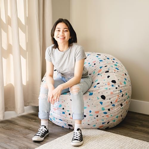 Big Joe Fuf Medium Foam Filled Bean Bag Chair with Removable Cover, Dolce Terazzo Lenox, Durable Woven Polyester, 3 feet Big