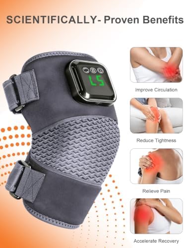Red Light Therapy Knee Massager with Heat: Grey Gray Cordless Vibration Massage Knee Wrap 6000mAh Rechargeable Near Infrared Light Device 660nm & 850nm for Shoulder Elbow,Gifts for Women Mother's Day