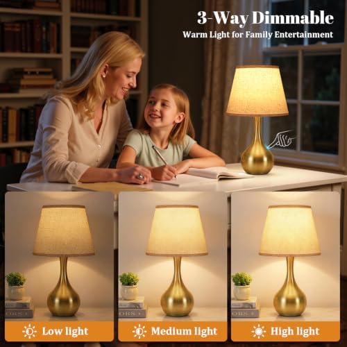 16.1" Touch Table Lamp for Nightstand, 3 Way Dimmable Small Bedroom Lamp