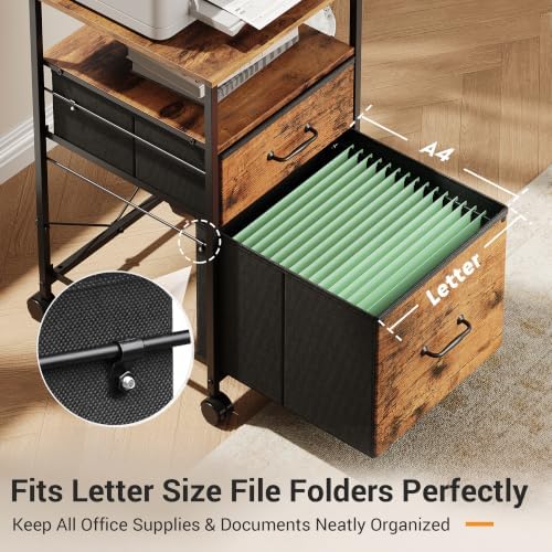 DEVAISE 2 Drawer Mobile File Cabinet, Fabric Vertical Filing Cabinet