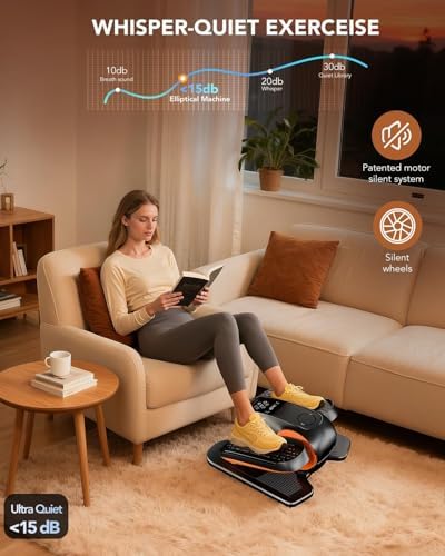 DamKee Under Desk Oval Exercise Machine Electric Oval Leg Exerciser Seen on TV 12 Speed Foot Exerciser for Seniors Portable Mini Seat Pedal Exerciser for Home Office