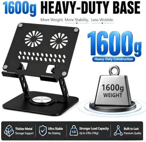 Adjustable Laptop Stand, Computer Stand with 360 Rotating Base