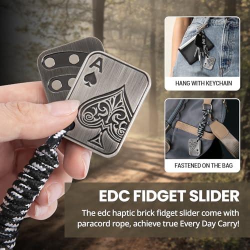 ITOKEY Fidget Toys Adults, Metal Fidget Slider, Poker Magnet with Paracord