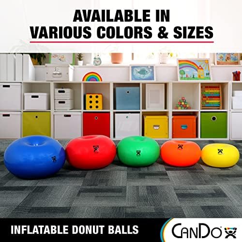 CanDo 30-1954 Donut Swiss Stability Ball for Yoga, Pilates and Balance Training, 30" Diameter, Red