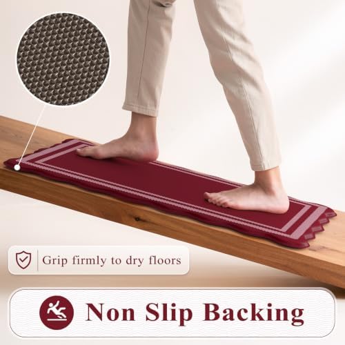 KIMODE Anti Fatigue Kitchen Mats, Christmas Decor Red Kitchen Runner Rugs
