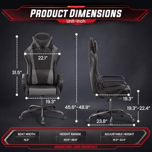 PayLessHere | Gaming Chair | Grey | with Adjustable Lumbar Support