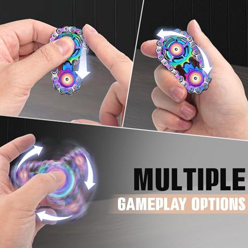 Fidget Spinner Toys for Teens Boys Adults Metal Bike Chain Roller Gadgets ADHD Figette Anxiety Stress Relief Items Quiet Figet Desk Offices EDC Men Easter Basket Stuffer - Colorful