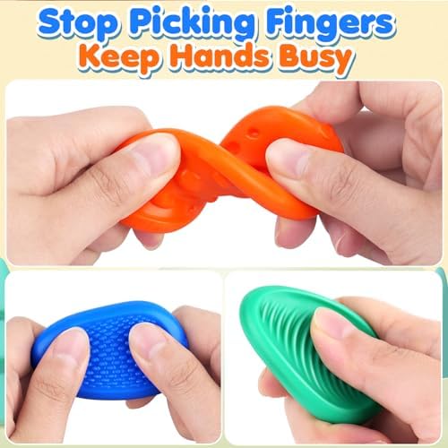 Fidget Toys Sensory Stone for Kids: 6 Pack Textured Soft Worry Stone for Autism Kids Calming - Fidget Stress Toys for Students Stress Relief - Small Prizes Fidget Toys