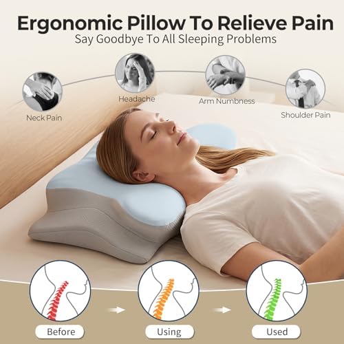 Ylekto Cervical Neck Pillow for Pain Relief - Contour Memory Foam Pillows