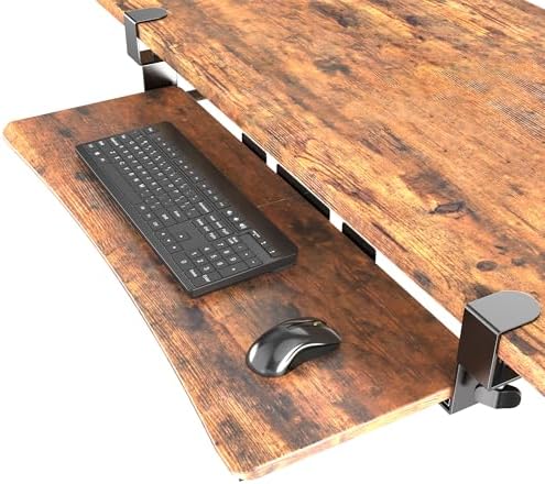 UPGRAVITY Extra Large Keyboard Tray Under Desk Rustic Vintage Brown