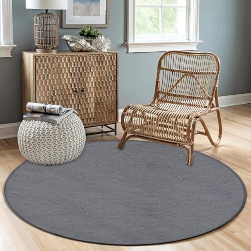 Large Round Area Rug Home Decor Modern Bathroom Rug Kitchen Office Circle Rug for Living Room Sofa Circle Cute Mat Gery, 60inch