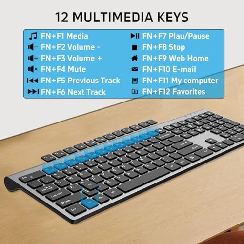 Ultra Thin Ergonomic Silent Wireless Keyboard Mouse Combo Grey