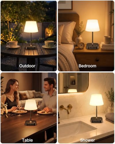 BUCASA Waterproof Shower Lamp Rechargeable Bathroom Shower Lights (Black)