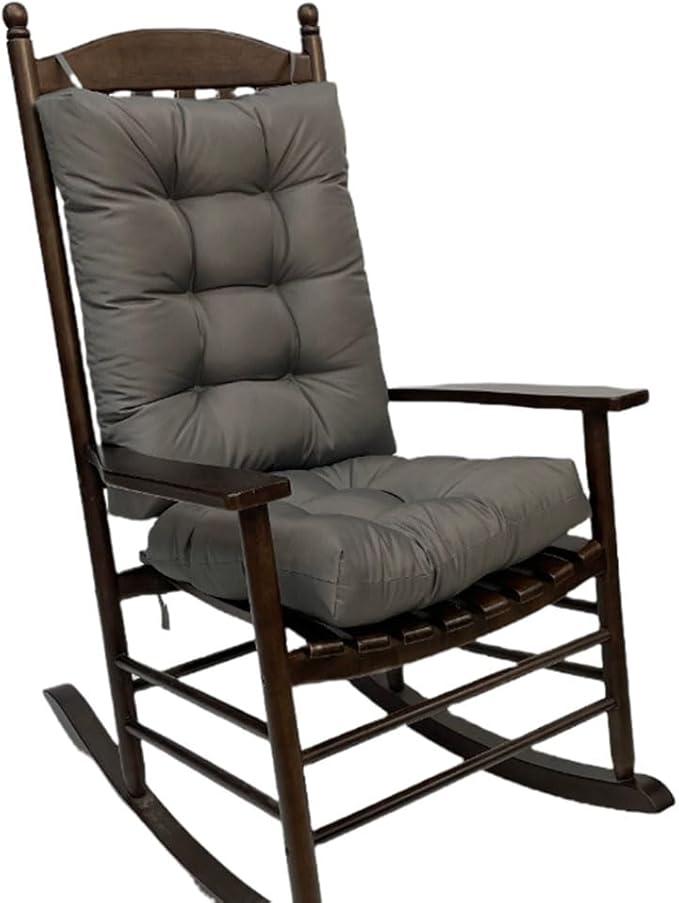 Rocking Chair Cushion Pad, 2 Pieces Indoor/Outdoor Rocking Soft Thickened Patio Chaise Lounger Cushion Overstuffed Patio Chair Cushion (Dark Grey)