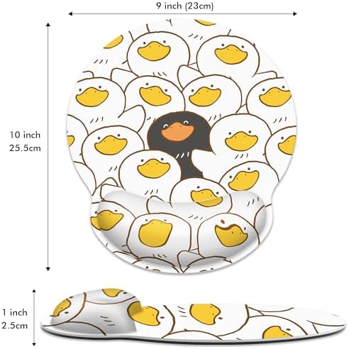 Black White Duck Ergonomic Mouse Pad with Wrist Rest for Desk Work Office