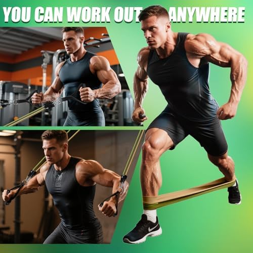 WHATAFIT Resistance Bands with Handles, 150 lb Exercise Bands Set