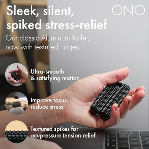 ONO Roller - Handheld Fidget Toy for Adults | Help Relieve Stress, Anxiety, Tension | Promotes Focus, Clarity | Compact, Portable Design (Acupressure, Junior Size - Aluminum)
