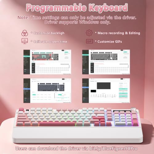 BlueFinger Wireless Gaming Keyboard Pink Creamy Keyboard with Number Pad