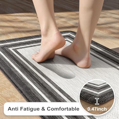 KIMODE Anti Fatigue Kitchen Mats,Non Slip Farmhouse Kitchen Rugs Sets 2 Pcs