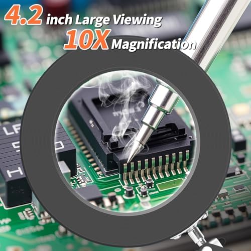 HITTI 10X Magnifying Glass with Light, 1,800 Lumens Stepless Dimmable