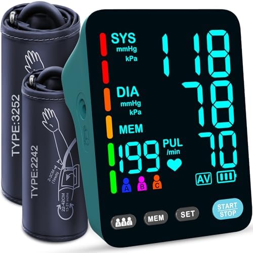 Automatic Upper Arm Blood Pressure Monitor, 3*199 Sets Memory, Green