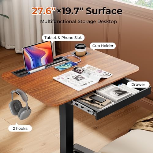 28" Mobile Standing Desk with Drawer, Portable Laptop Desk
